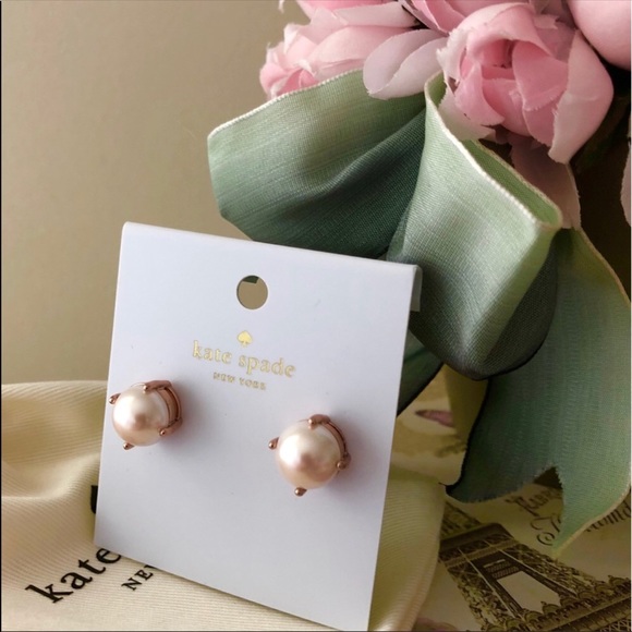 🎀Kate Spade Rose Gold Pearl Gumdrop Stud Earrings - Picture 7 of 7